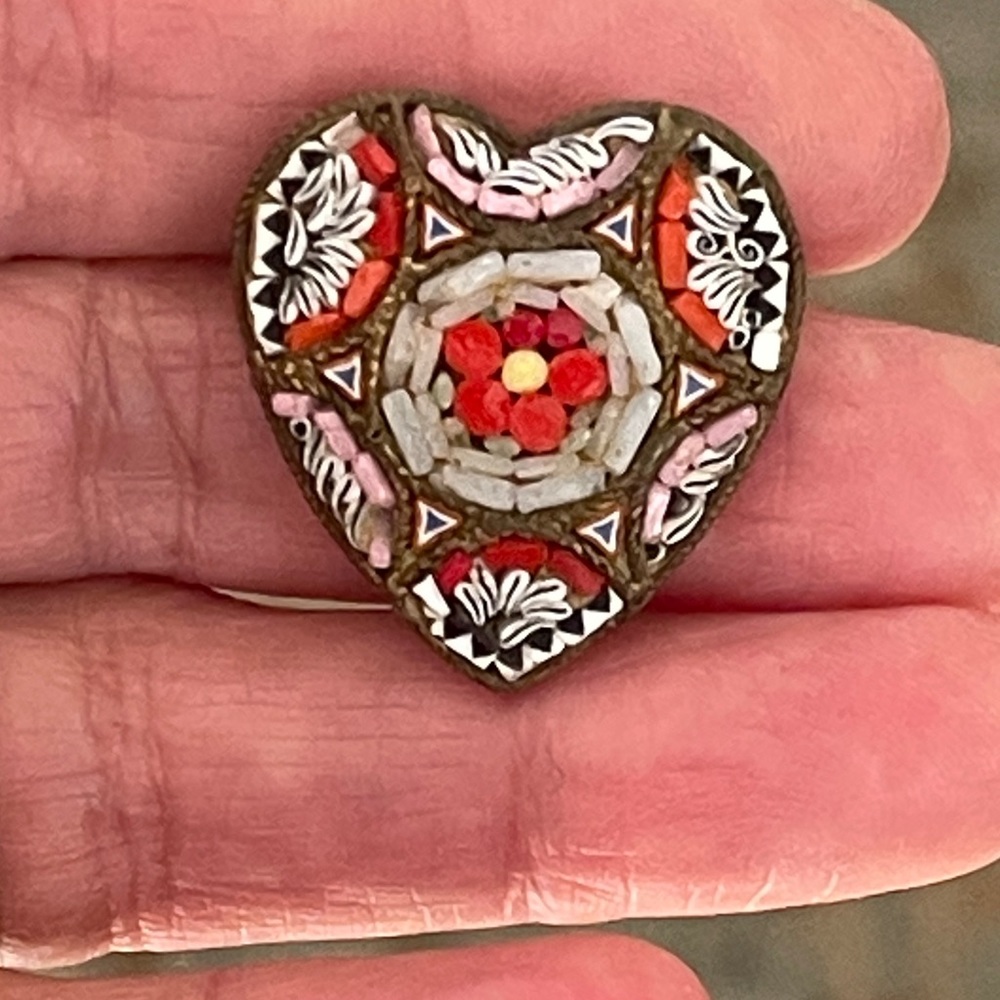 Vintage Micro Mosaic Heart Brooch